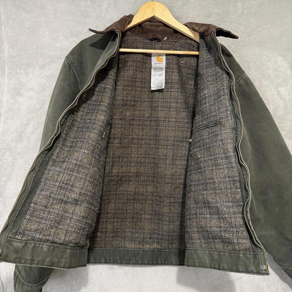 Vintage J97 Mos Carhartt Detroit Jacket Green Collar Blanket Lined XL Men - Picture 6 of 8
